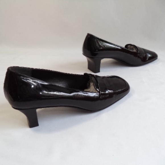 Alexandra Da Vinci Shoes - Da Vinci Patent Leather Slip on Loafer Heels 9.5M
